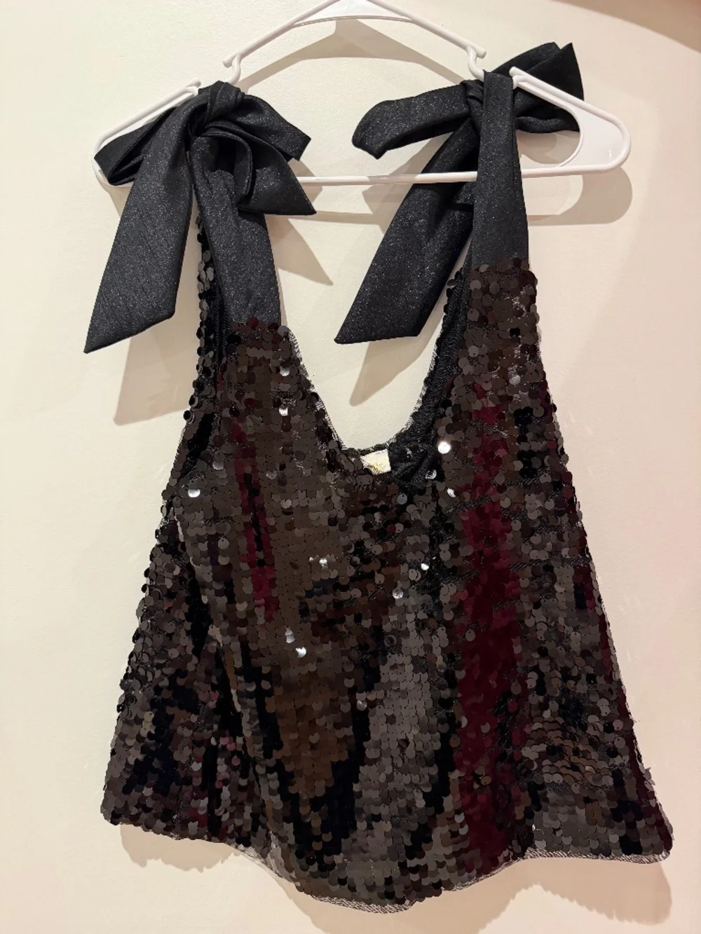 Maeve Black Shimmer Bow-Strap Tank - Picture 1 of 3
